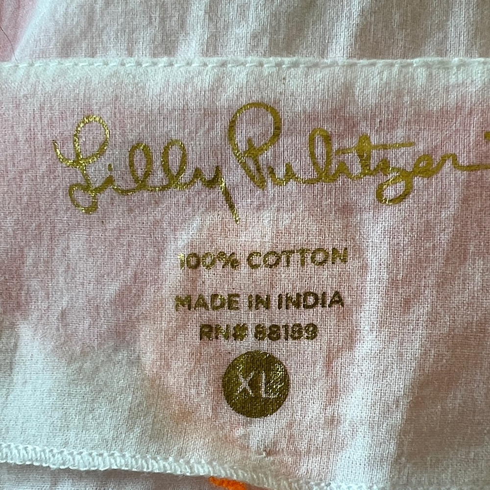Lilly Pulitzer White Top with Pink and Orange Accents. Great for beach. - Picture 7 of 8